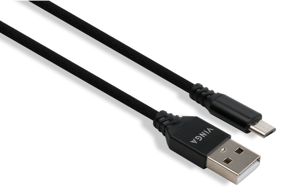 Дата кабель USB 2.0 AM to Micro 5P nylon 1m black Vinga (VCPDCMBN21BK)