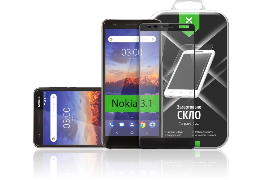 Скло захисне Vinga для Nokia 3.1 Black (VTPGS-N31B)