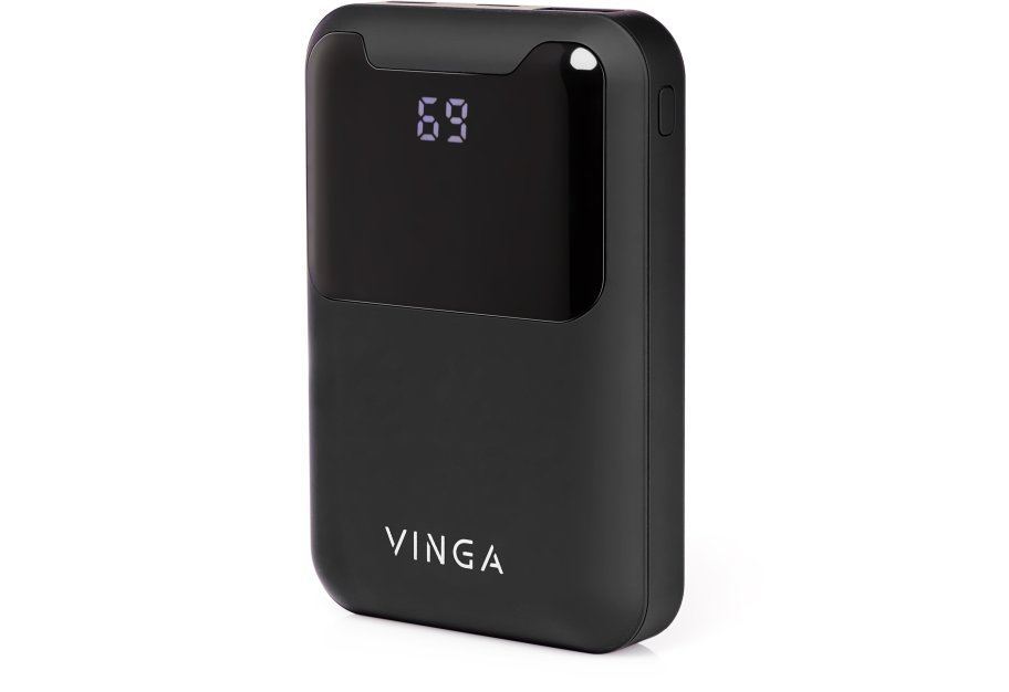 Батарея універсальна Vinga 10000 mAh Display soft touch black (BTPB0310LEDROBK)