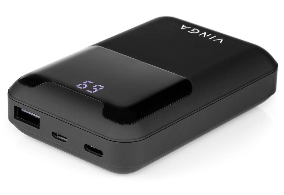 Батарея універсальна Vinga 10000 mAh Display soft touch black (BTPB0310LEDROBK)