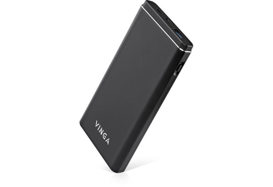 Батарея універсальна Vinga 10000 mAh QC3.0 PD aluminium black (BTPB1010QCALBK)