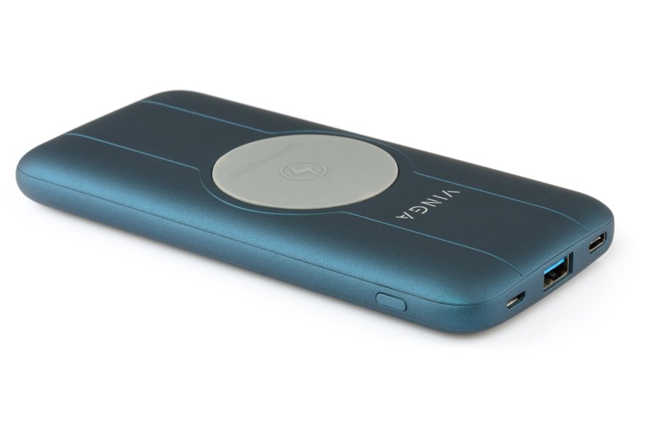 Батарея універсальна Vinga 10000 mAh Wireless QC3.0 PD soft touch blue (BTPB3510WLROBL)