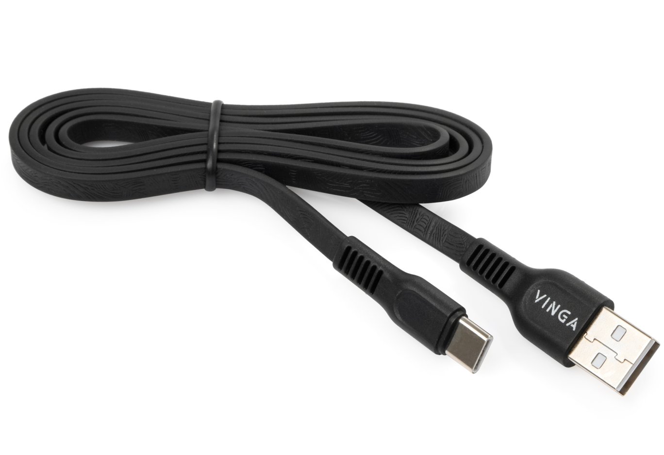 Дата кабель USB 2.0 AM to USB-C 1.0m flat art TPE back Vinga (VCPDCTCFTPE1BK)