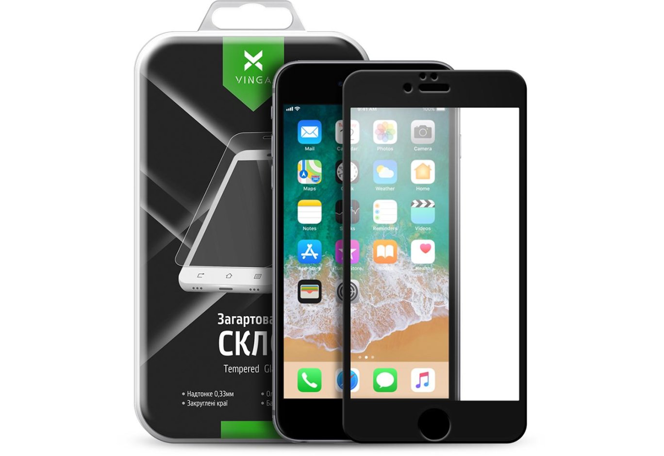 Скло захисне Vinga для Apple iPhone 6 Plus Black (VTPGS-I6PB)
