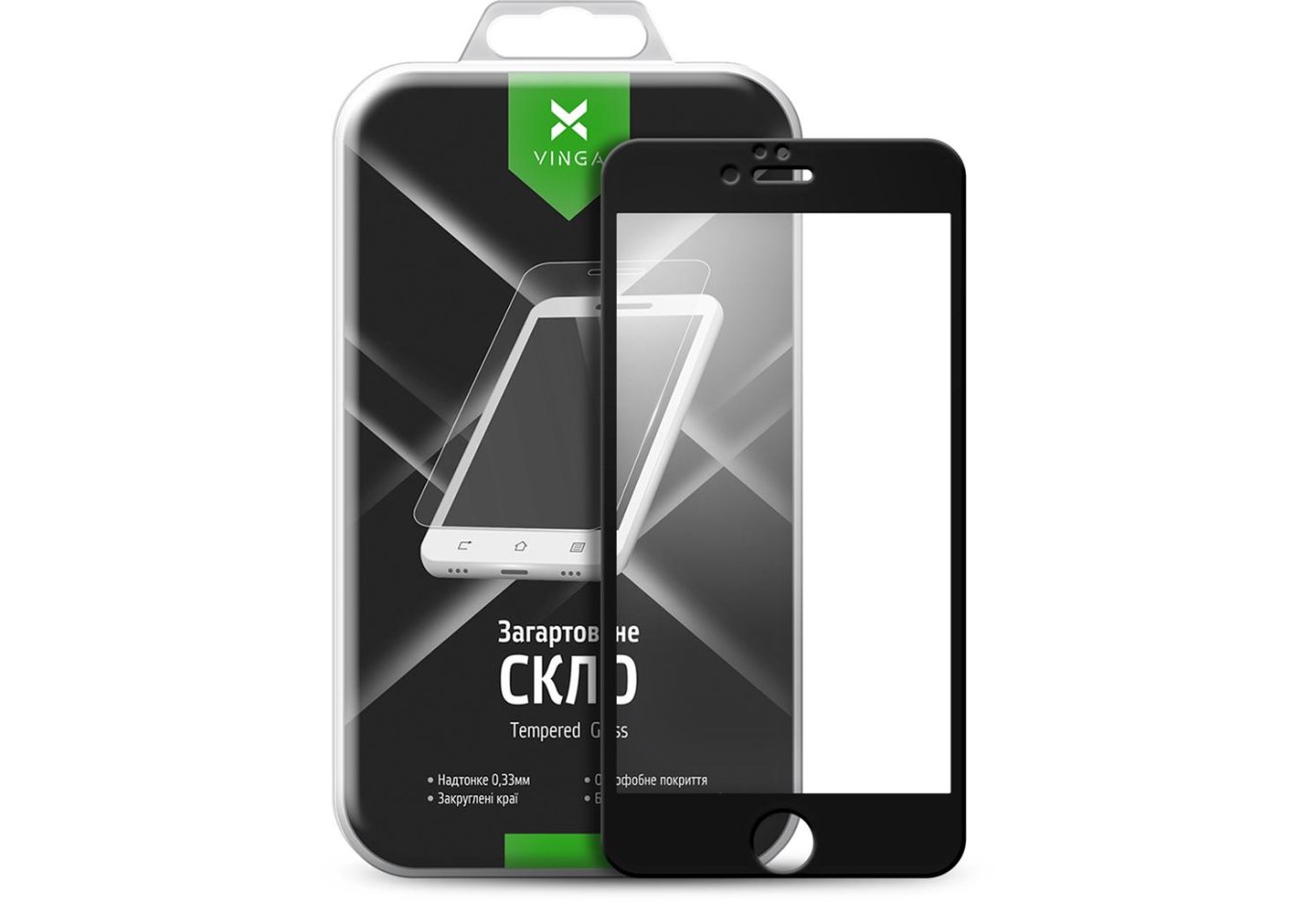 Скло захисне Vinga для Apple iPhone 6 Plus Black (VTPGS-I6PB)