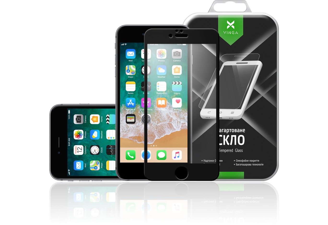 Скло захисне Vinga для Apple iPhone 6 Plus Black (VTPGS-I6PB)