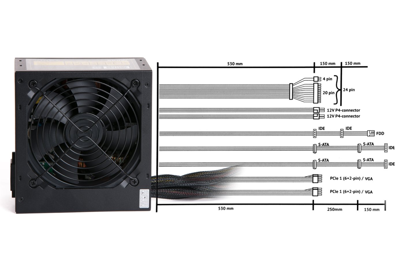 Блок живлення Vinga 500W (VPS-500PV2)