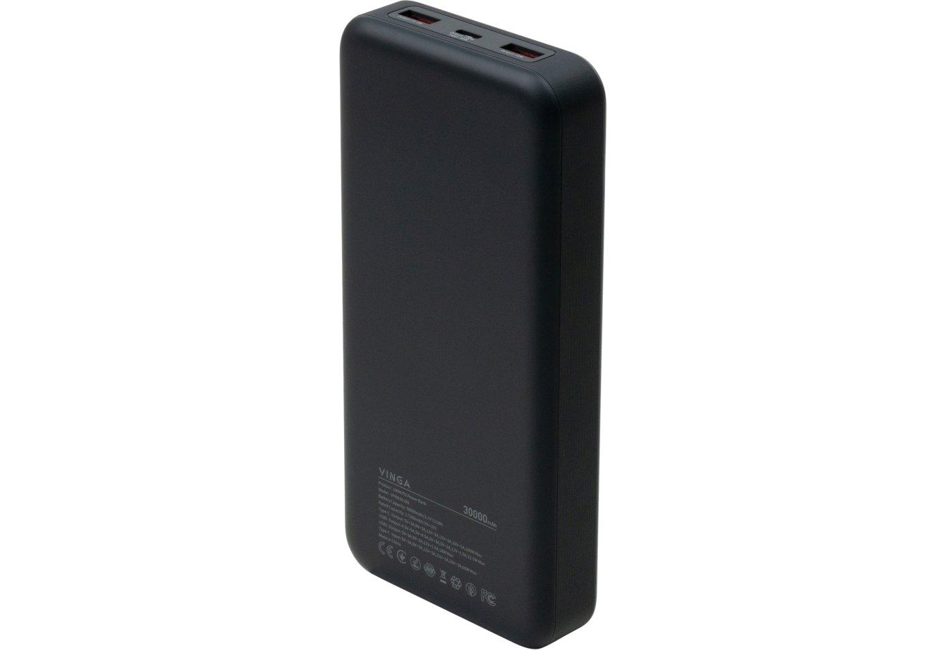 Батарея універсальна Vinga 30000 mAh 100W Display VA Grey (Li-Ion) (VPBB30100)