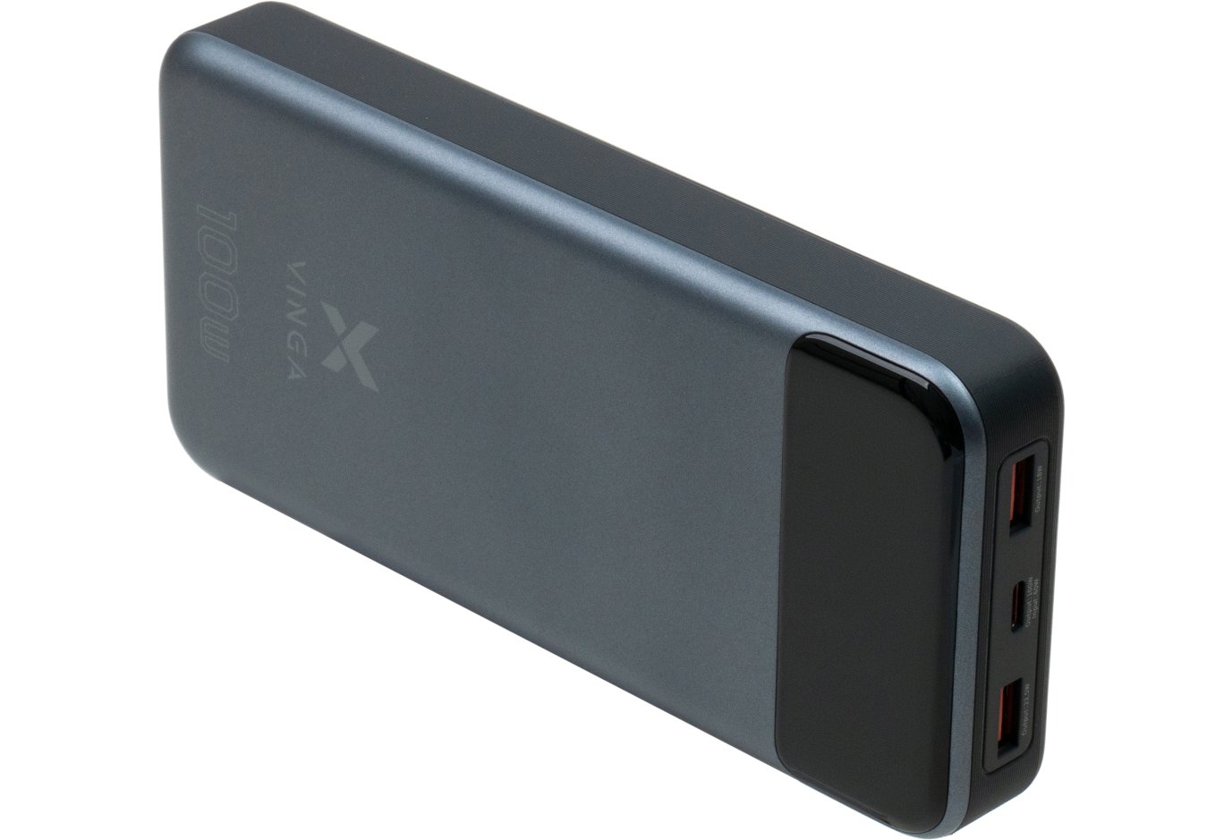 Батарея універсальна Vinga 30000 mAh 100W Display VA Grey (Li-Ion) (VPBB30100)