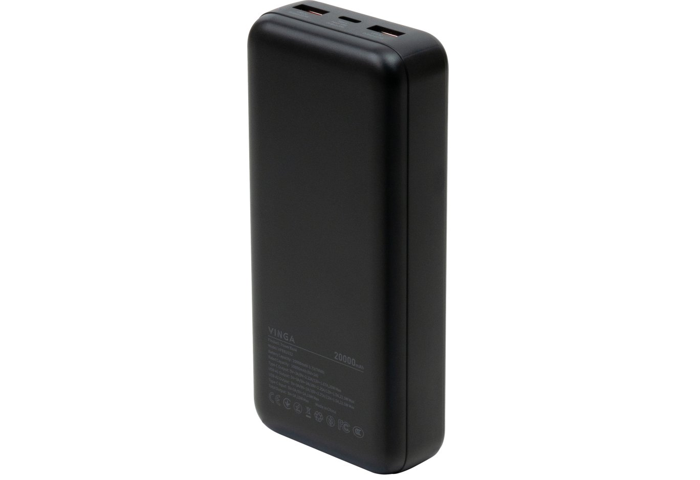 Батарея універсальна Vinga 20000 mAh 22.5W Display Black (VPBB2022)