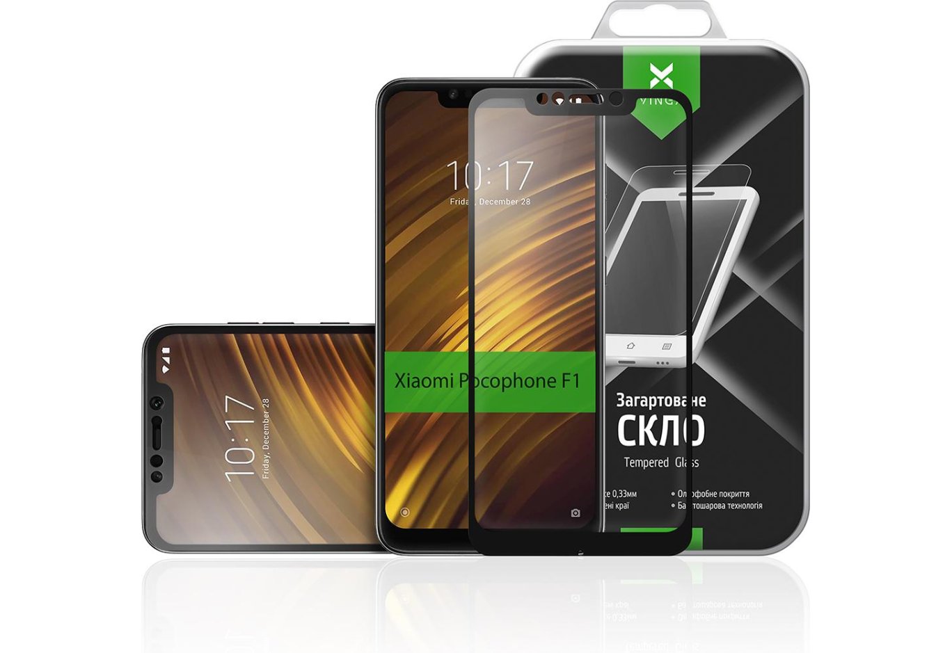 Скло захисне Vinga для Xiaomi Pocophone F1 Black (VTPGS-XPF1B)