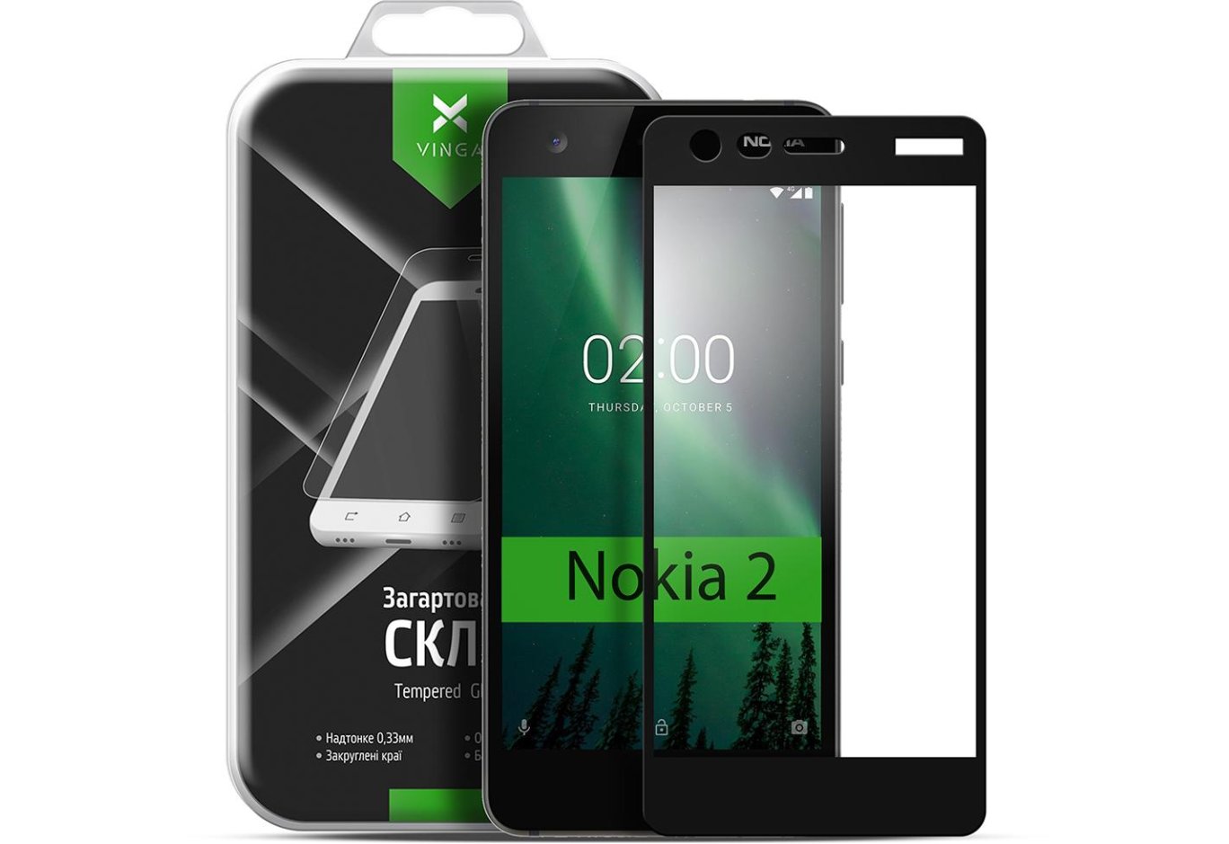 Protective glass Vinga для Nokia 2 Black (VTPGS-N2B)