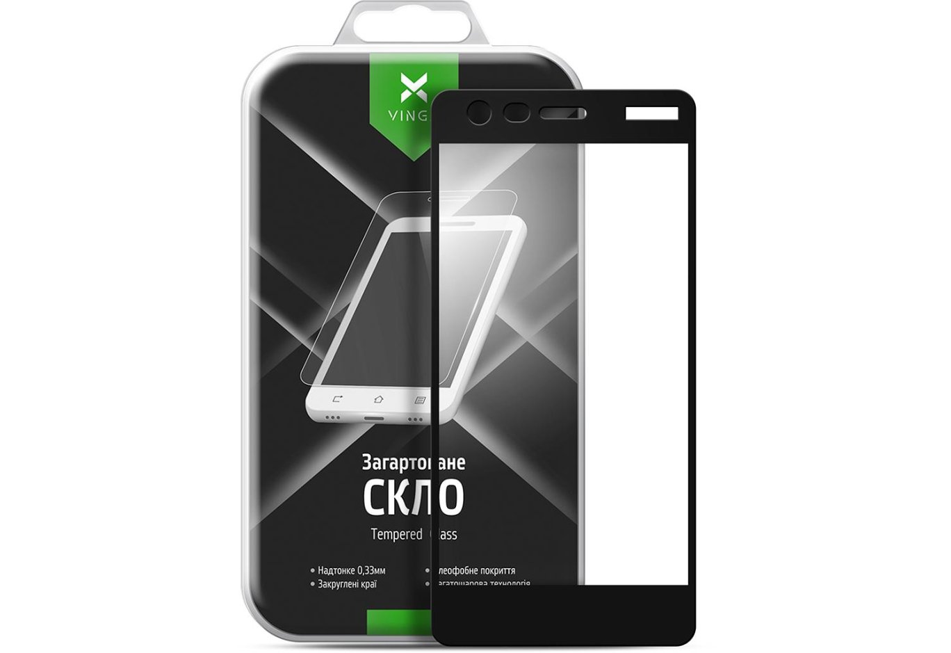 Protective glass Vinga для Nokia 2 Black (VTPGS-N2B)
