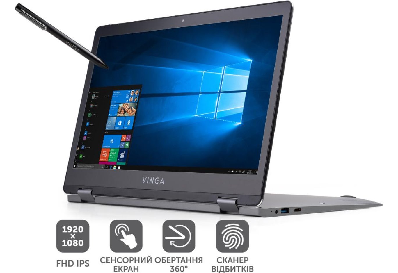 Ноутбук Vinga Twizzle Pen J133 (J133-P42464PDGWP)