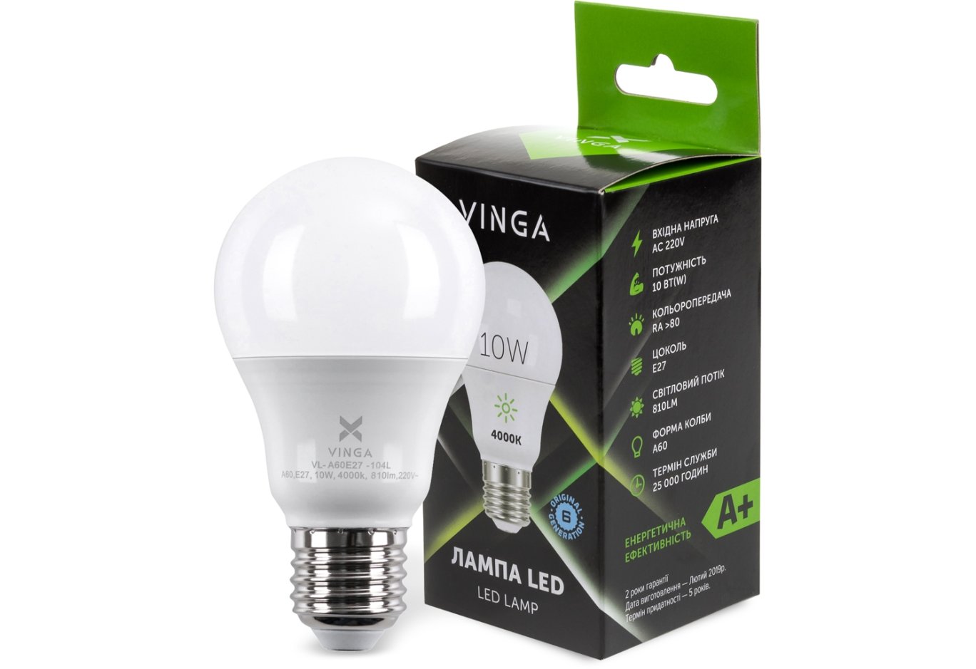 Лампочка Vinga VL-A60E27-104L