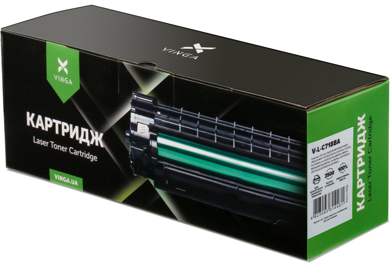 Cartridge Vinga CANON 718H Black / HP СС530X/CF380X 3.5K (V-L-C718BA)