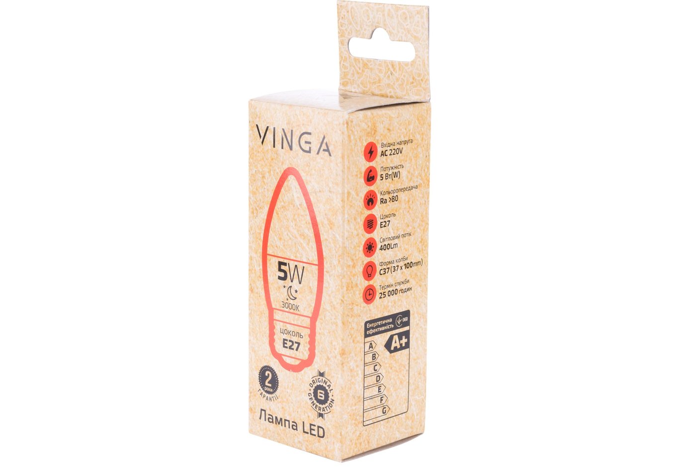 Лампочка Vinga VL-C37E27-53L