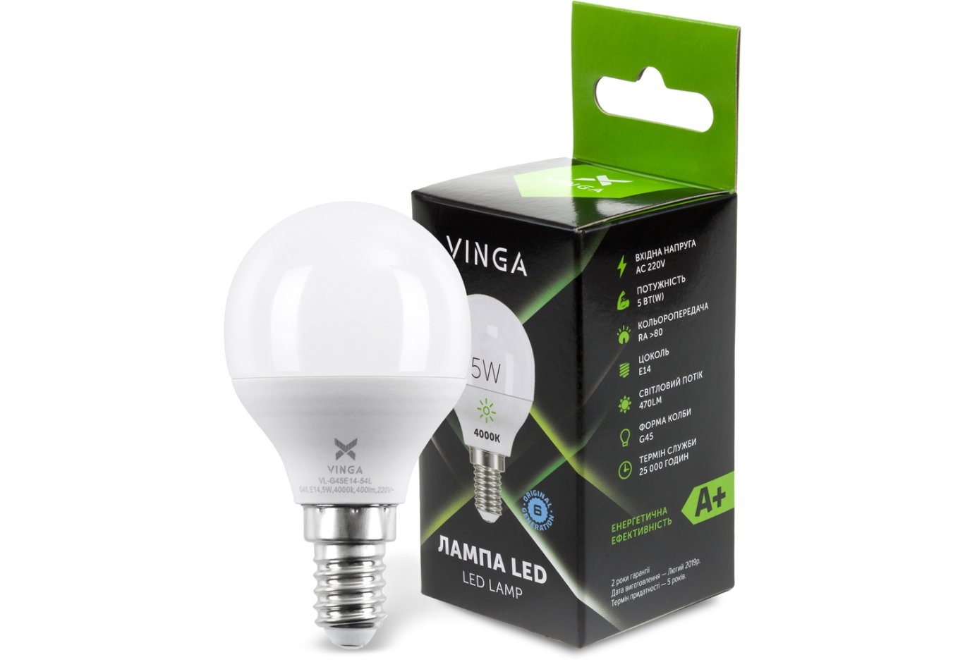 Лампочка Vinga VL-G45E14-54L