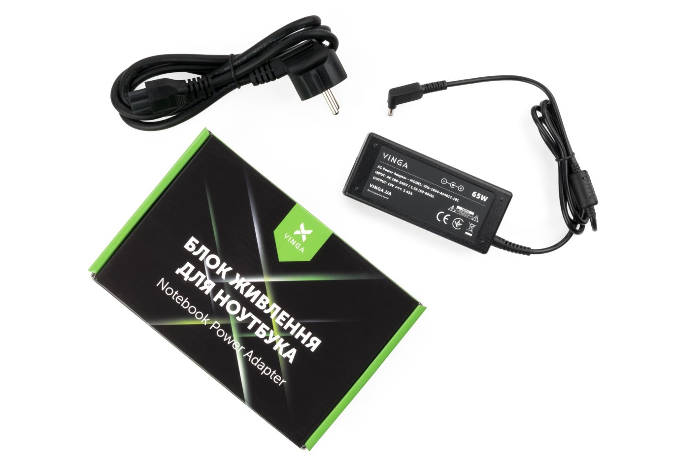 Блок живлення до ноутбуку Vinga ASUS 65W 19V 3,42A 4.0 *1.35 (VPA-1934-AS4013-101)