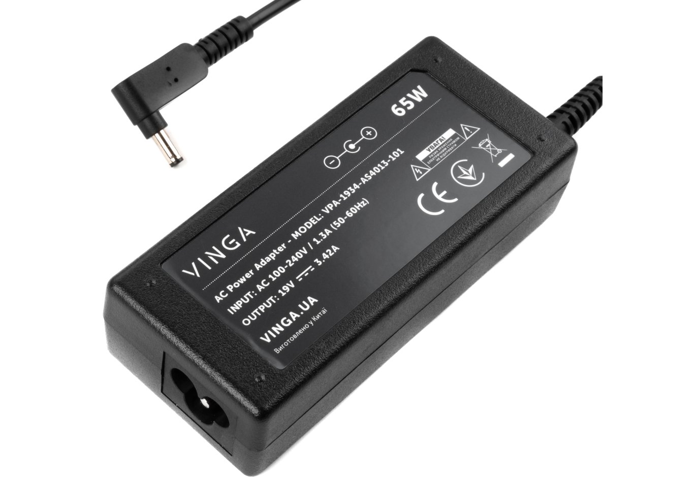 Блок живлення до ноутбуку Vinga ASUS 65W 19V 3,42A 4.0 *1.35 (VPA-1934-AS4013-101)