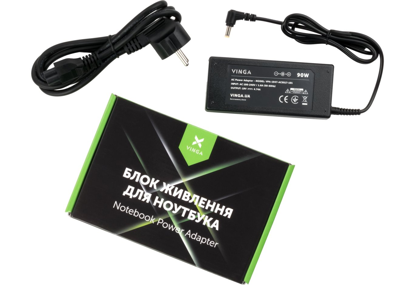 Блок живлення до ноутбуку Vinga ACER 90W 19V 4.74A 5.5*1.7 (VPA-1947-AC5517-101)