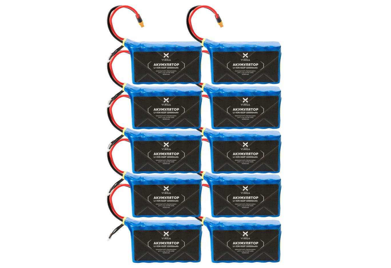Акумуляторний блок Vinga Li-Ion 6S2P 10000mAh коробка 10 шт (JHY Li-Ion 21700 5000mAh) (V6S2P-10PCS-10000MAH)