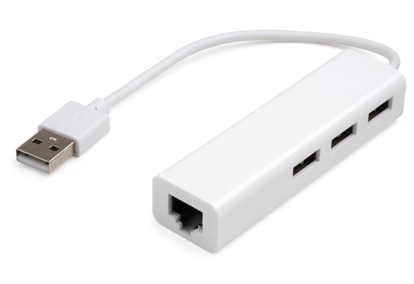Концентратор Vinga 3xUSB2.0 + RJ45 100Mbps (VCP2H3USB2LANWH)