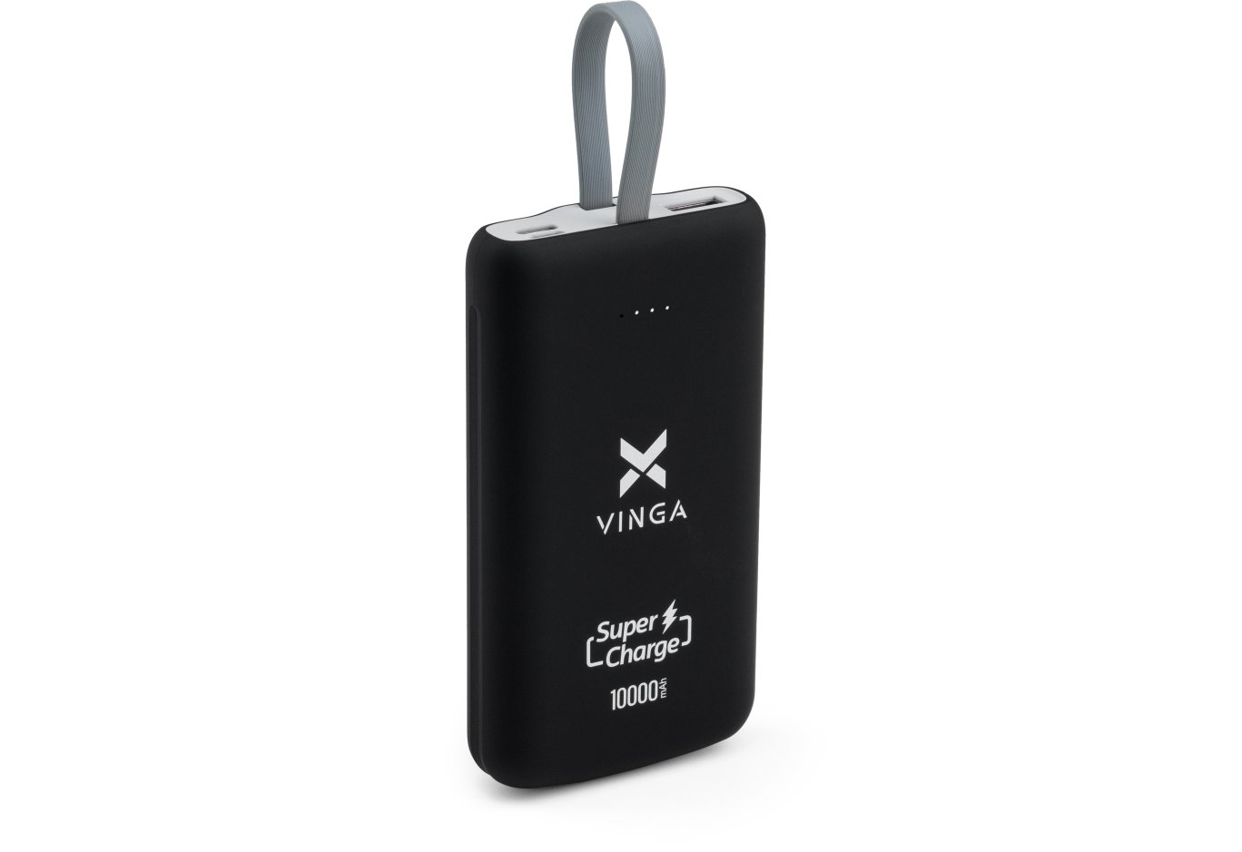 Батарея універсальна Vinga 10000 mAh SuperQC soft touch w/cable 22.5W black (VPB1SQSCBK)