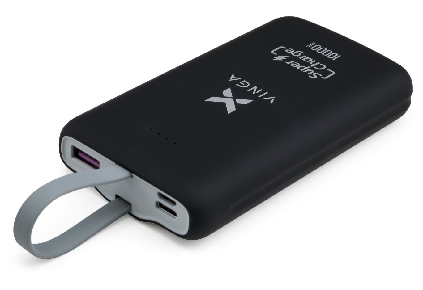 Батарея універсальна Vinga 10000 mAh SuperQC soft touch w/cable 22.5W black (VPB1SQSCBK)