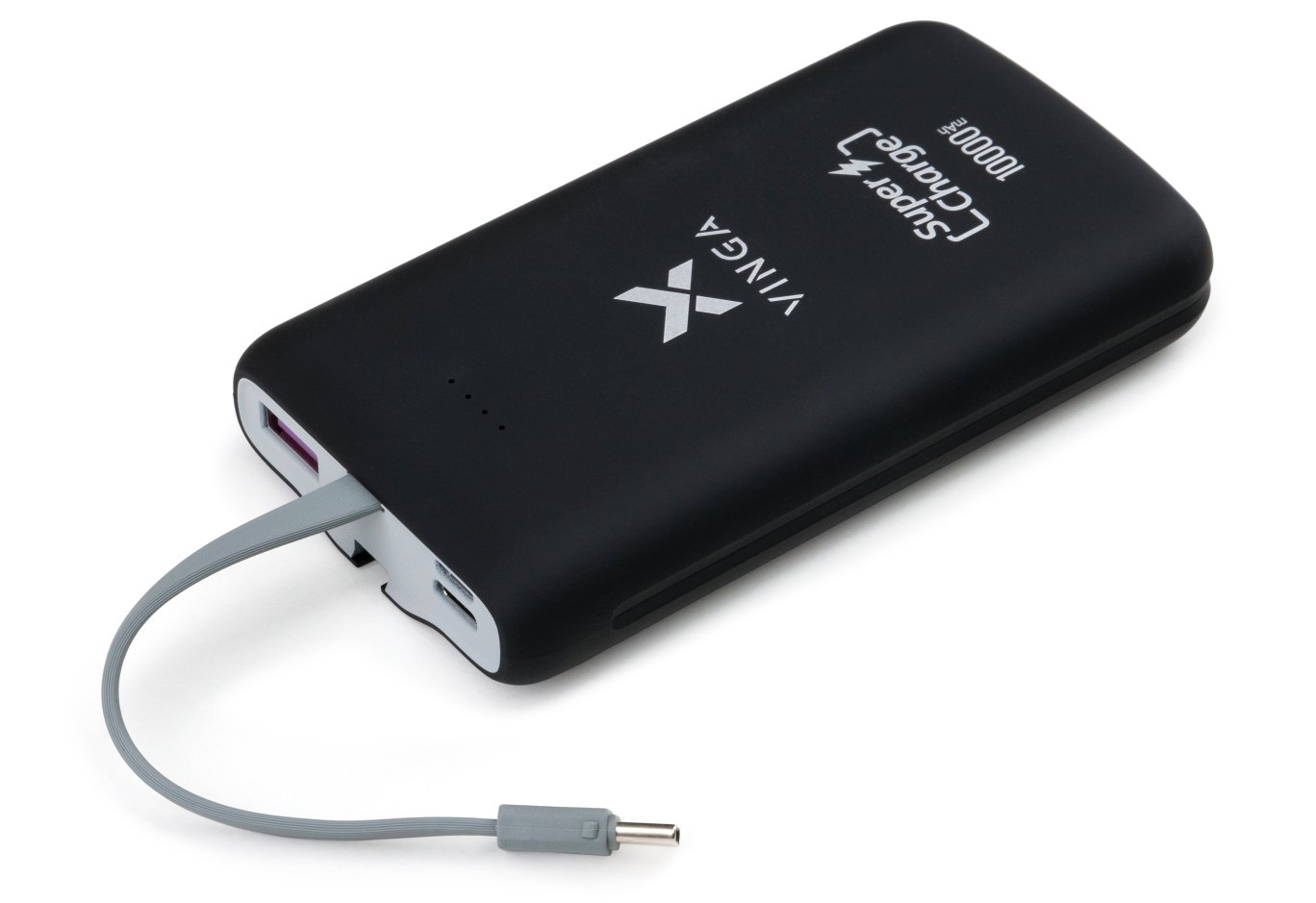 Батарея універсальна Vinga 10000 mAh SuperQC soft touch w/cable 22.5W black (VPB1SQSCBK)