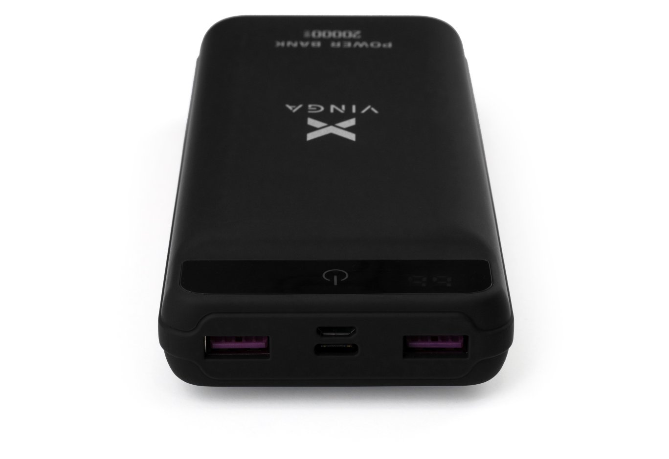 Батарея універсальна Vinga 20000 mAh QC3.0 Display soft touch black (VPB2QLSBK)