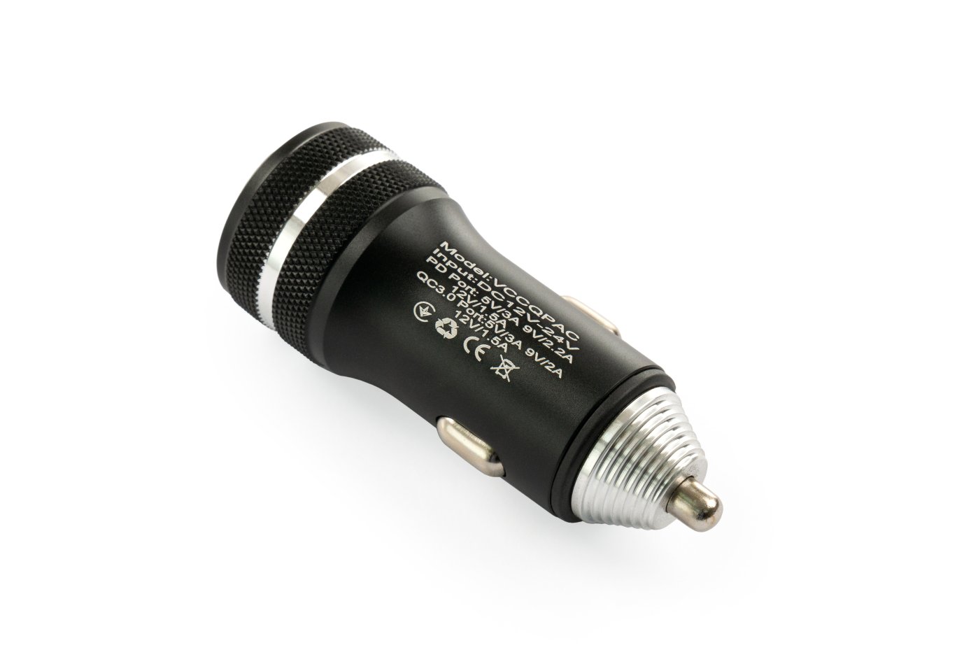 Зарядний пристрій Vinga QC3.0 + PD Quick Car Charger aluminium 36W Max black (VCCQPAC)