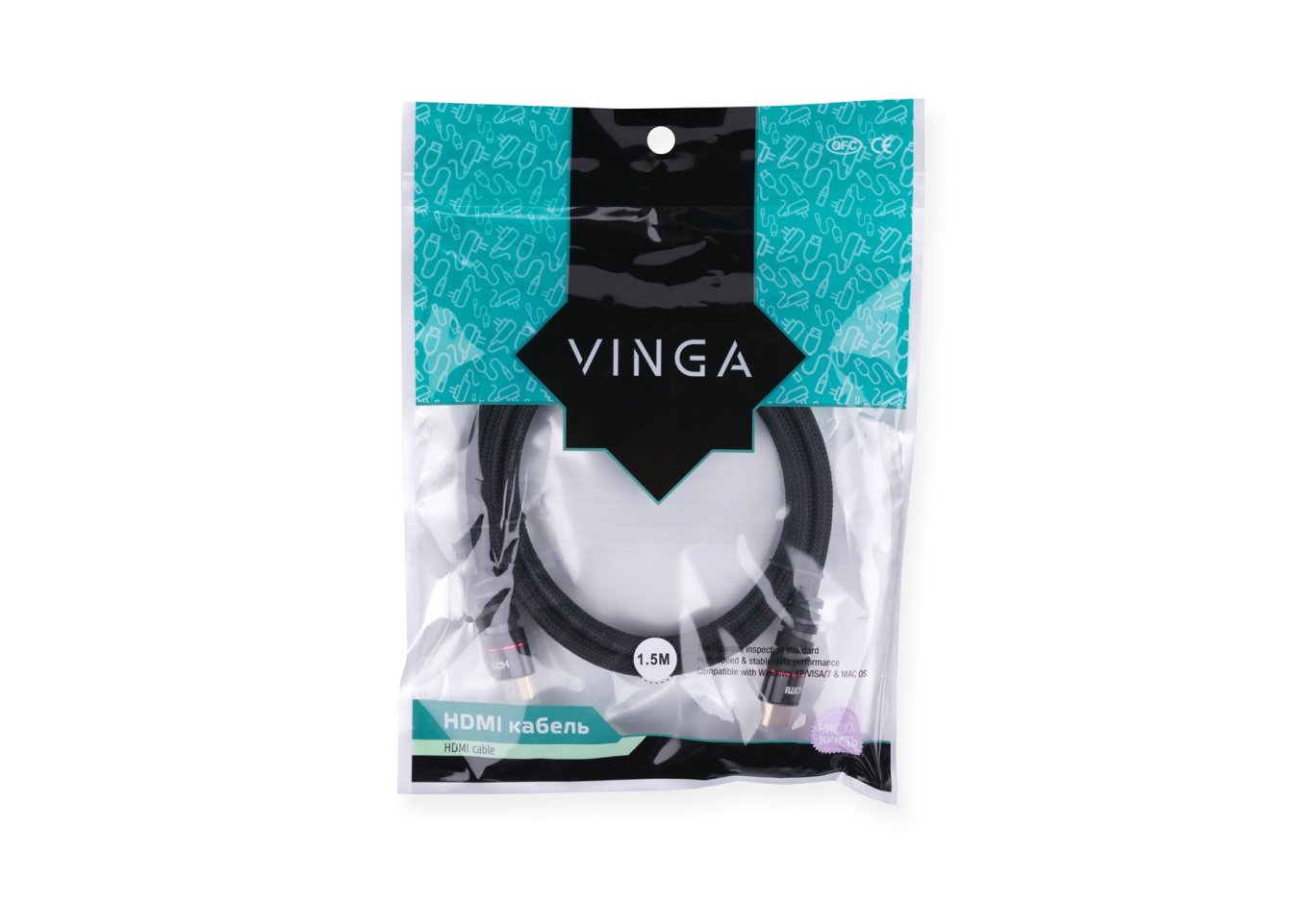 Кабель мультимедійний HDMI M to HDMI M 1.5m Vinga (HDMI01-1.5)