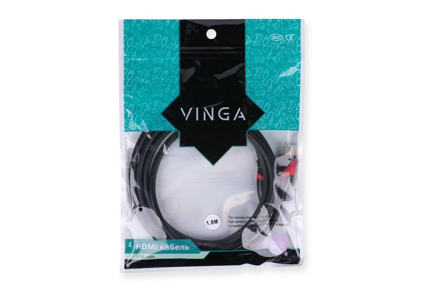 Multimedia cable HDMI M to HDMI M 1.8m Vinga (HDMI02-1.8)