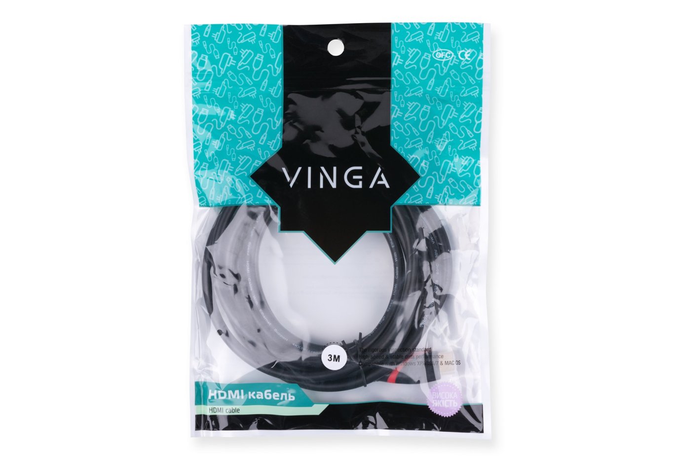 Multimedia cable HDMI M to HDMI M 3.0m Vinga (HDMI02-3.0)