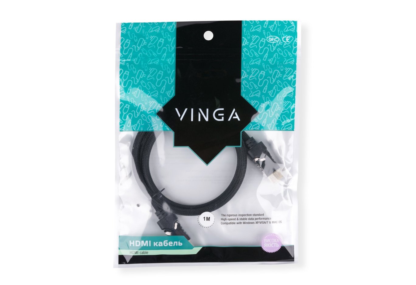 Кабель мультимедійний HDMI M to HDMI M 1.0m Vinga (HDMI03-1.0)