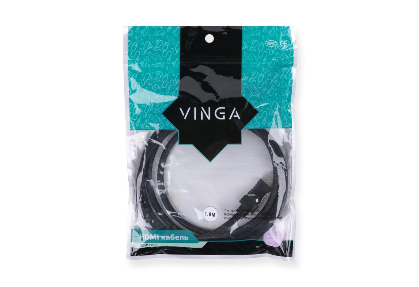 Кабель мультимедійний HDMI M to HDMI M 1.8m Vinga (HDMI03-1.8)