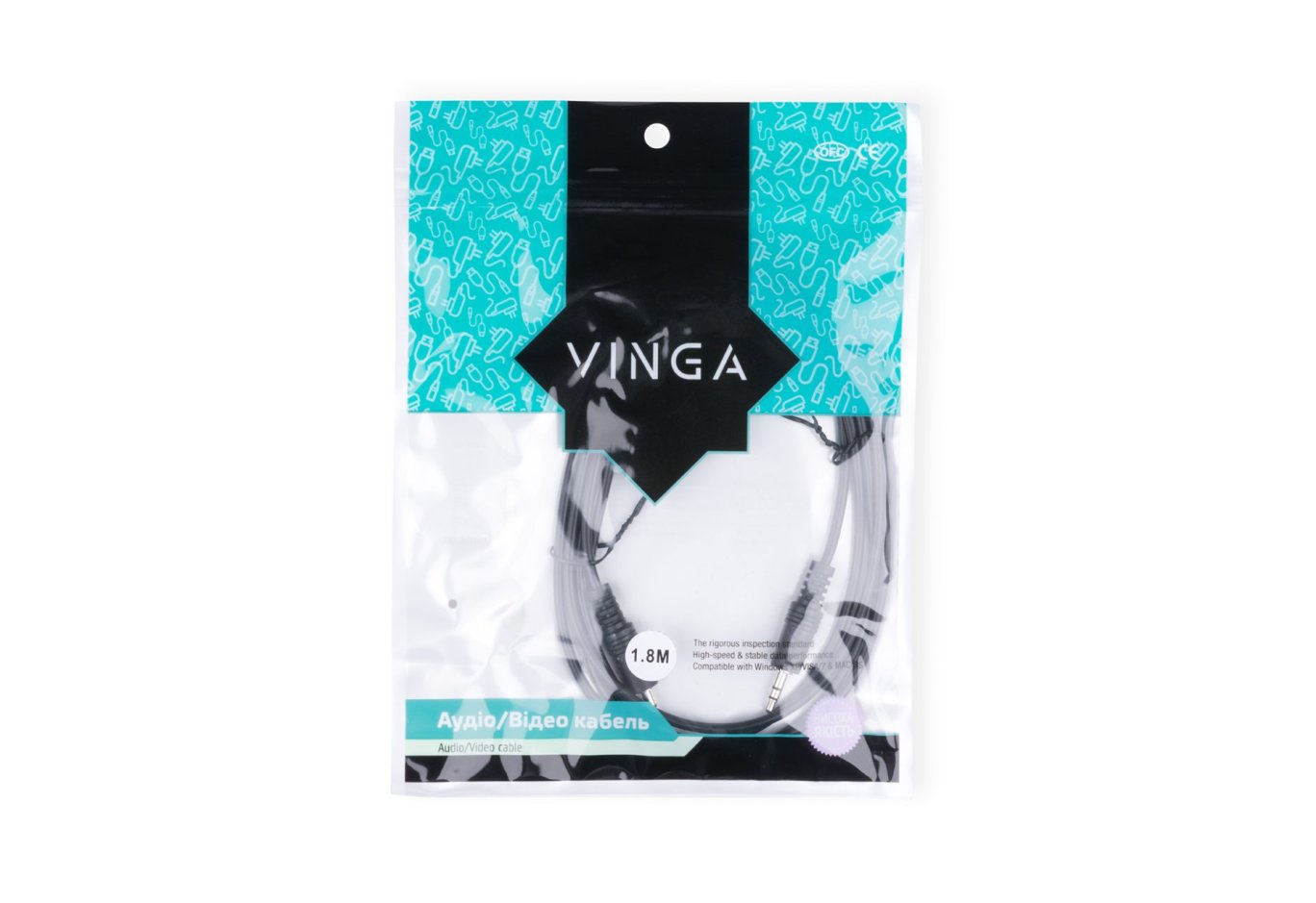 Кабель мультимедійний 3.5mm M to 3.5mm M 1.8m Vinga (3.5ST01-1.8)