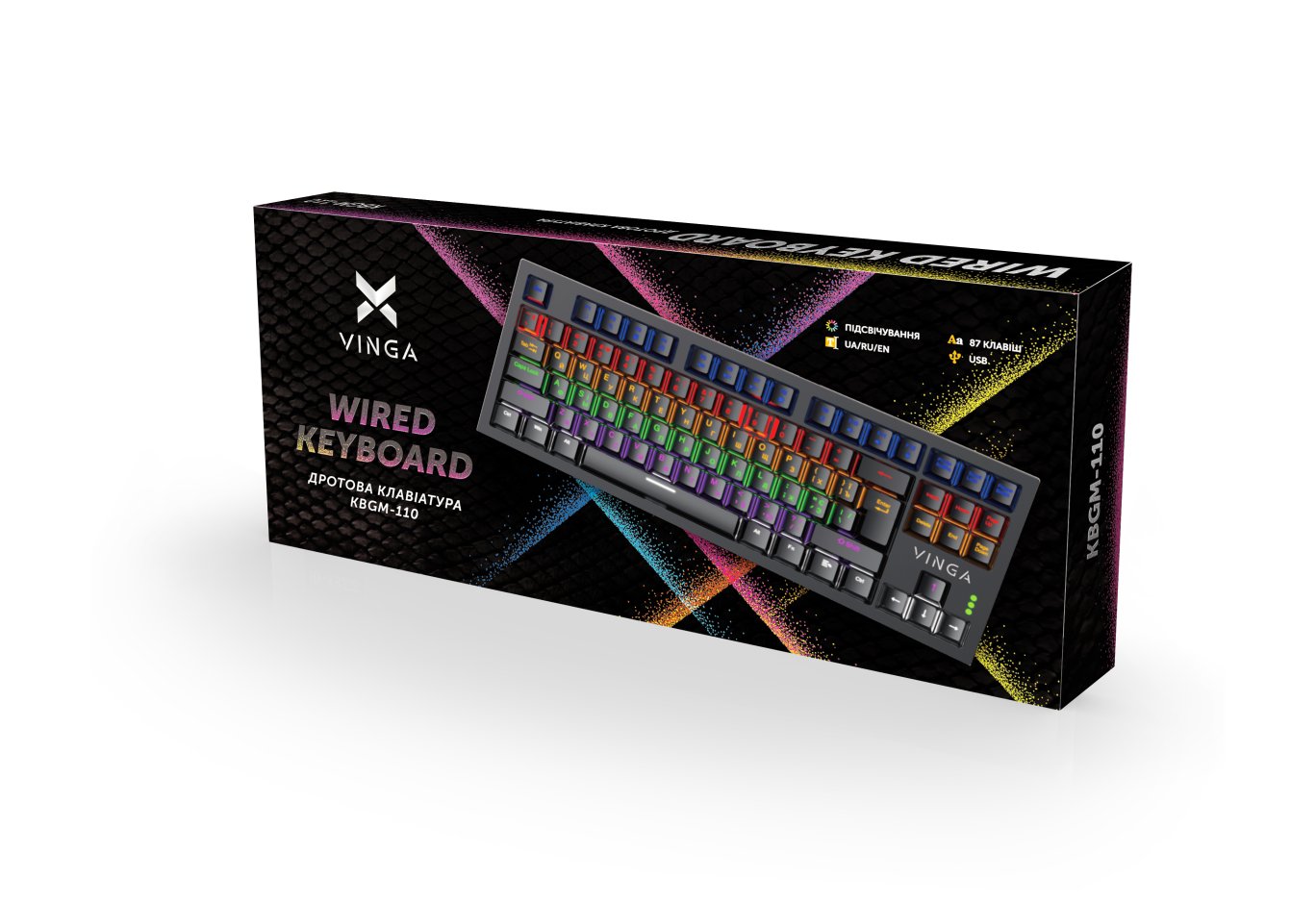 Клавіатура Vinga KBGM-110 87 key LED Blue Switch USB Black (KBGM-110 Black)