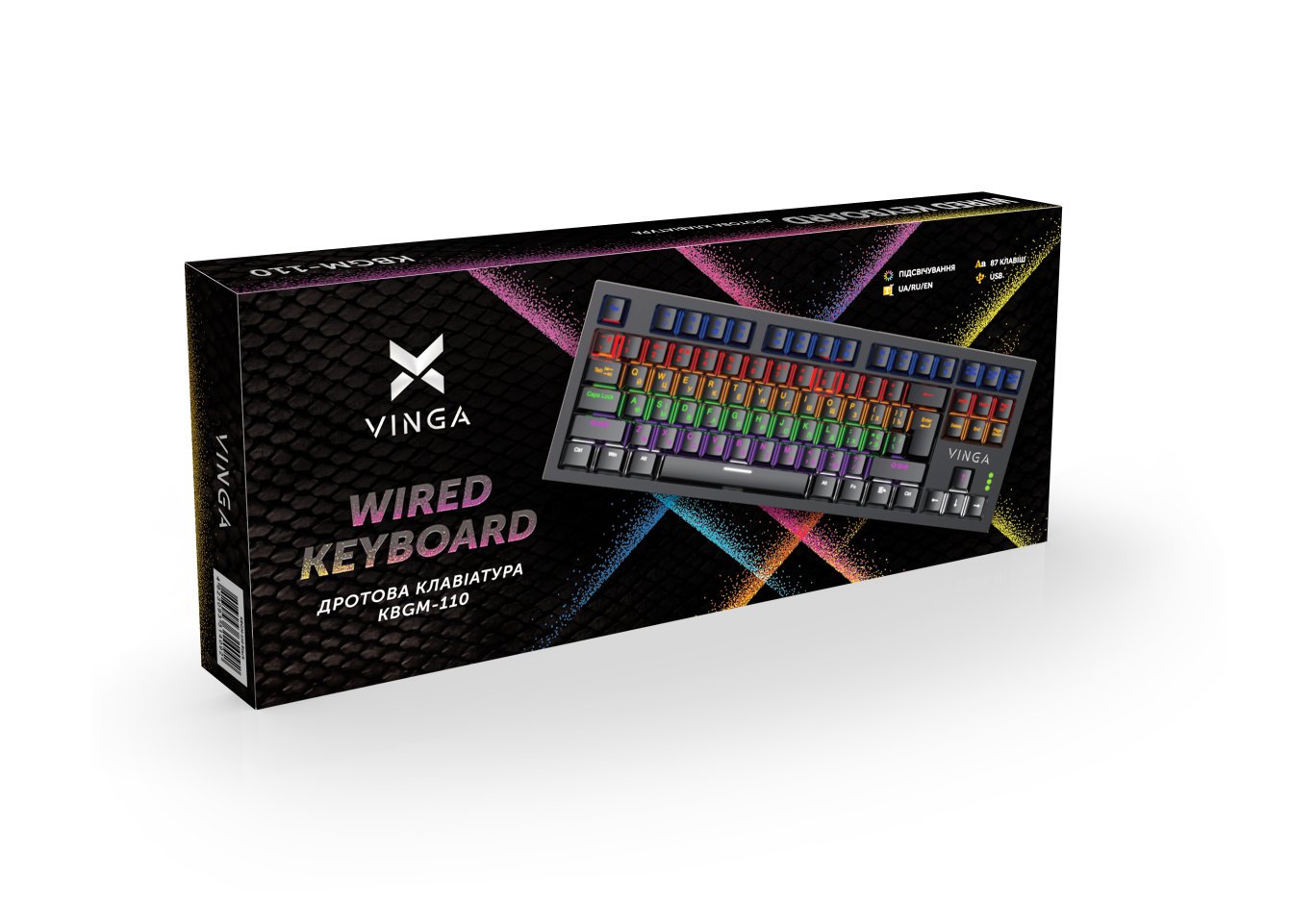 Клавіатура Vinga KBGM-110 87 key LED Blue Switch USB Black (KBGM-110 Black)