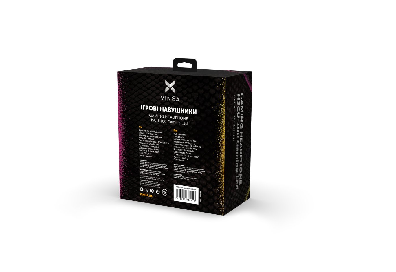 Навушники Vinga HSCU-100 Gaming LED Black (HSCU-100)