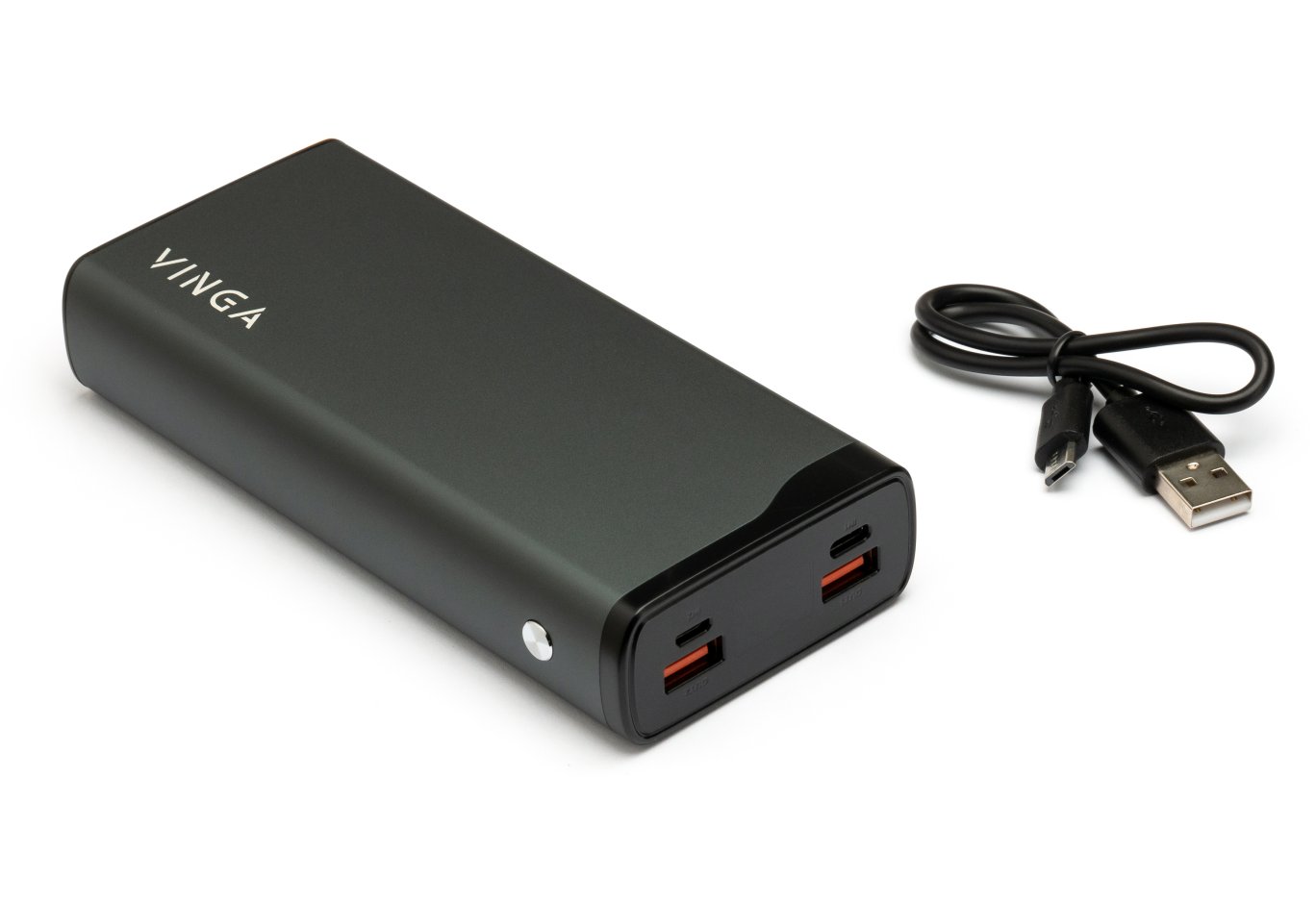 Батарея універсальна Vinga 20000 mAh QC3.0+PD 3 ports LCD metal (VPB2QPALD)