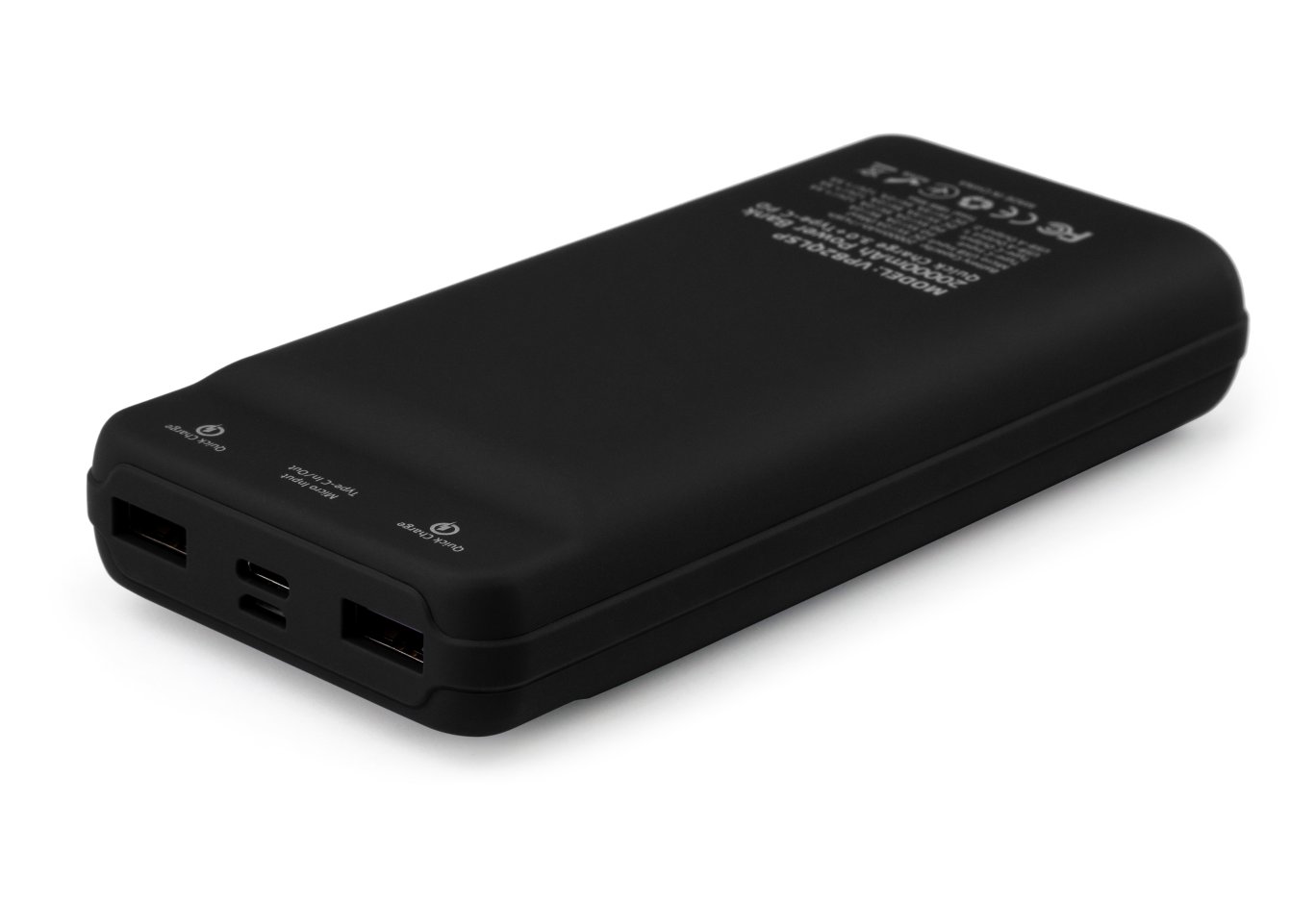 Батарея універсальна Vinga 20000 mAh QC3.0 Display soft touch black (VPB2QLSBK)