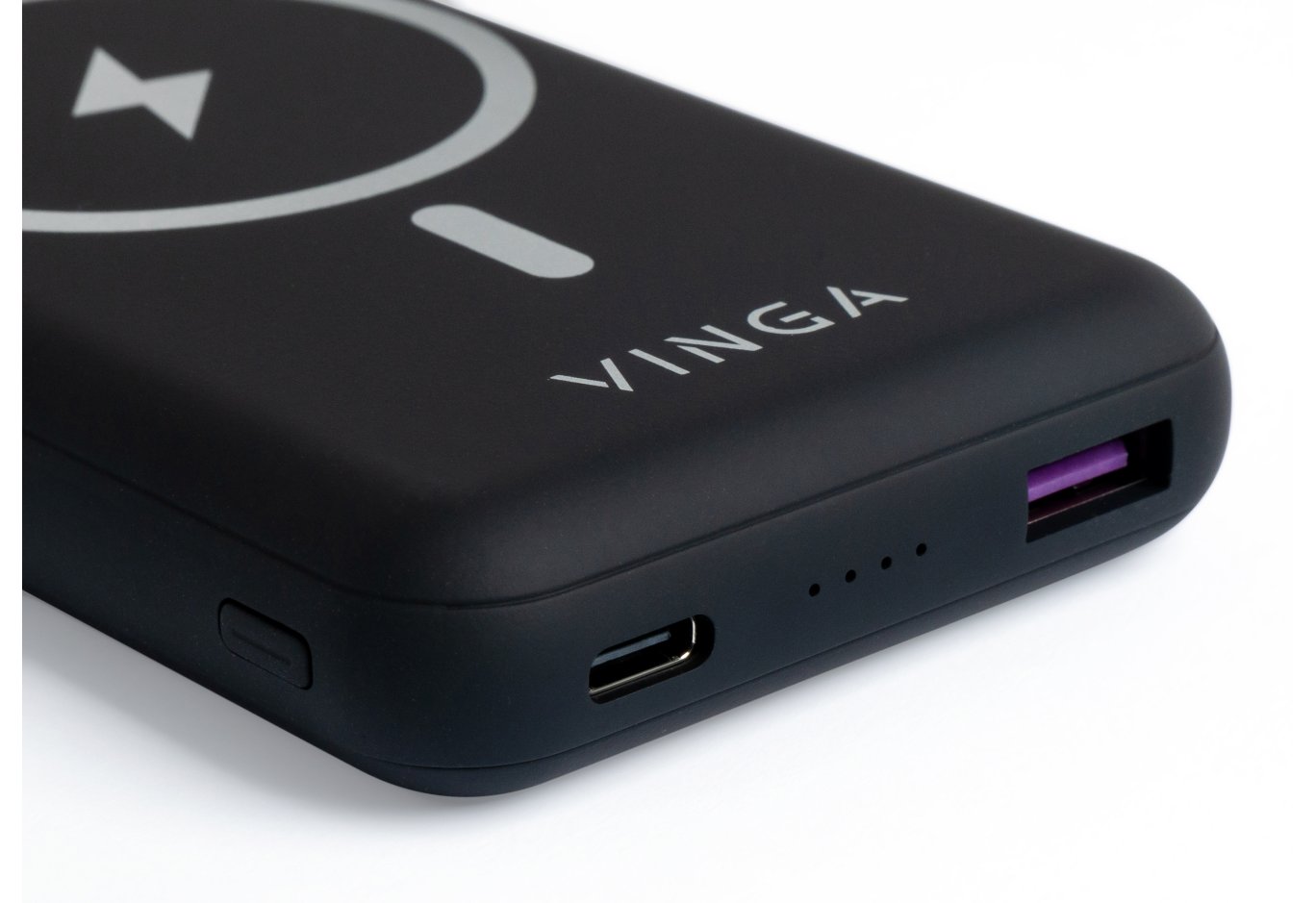 Батарея універсальна Vinga 10000 mAh Wireless Magnetic QC+PD (VPBAMS10BK)