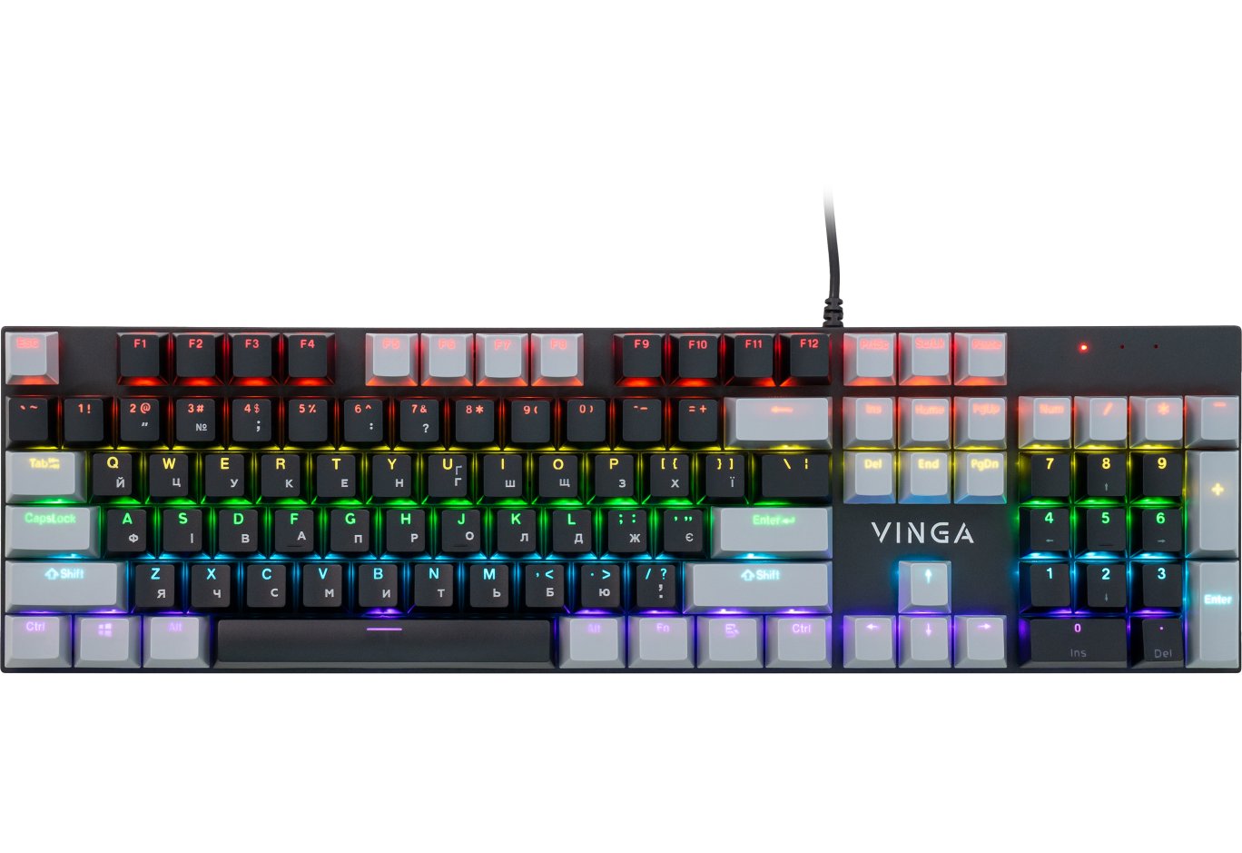Клавіатура Vinga KBGM-090 LED Blue Switch USB Grey/Black (KBGM-090BL Grey/Black)