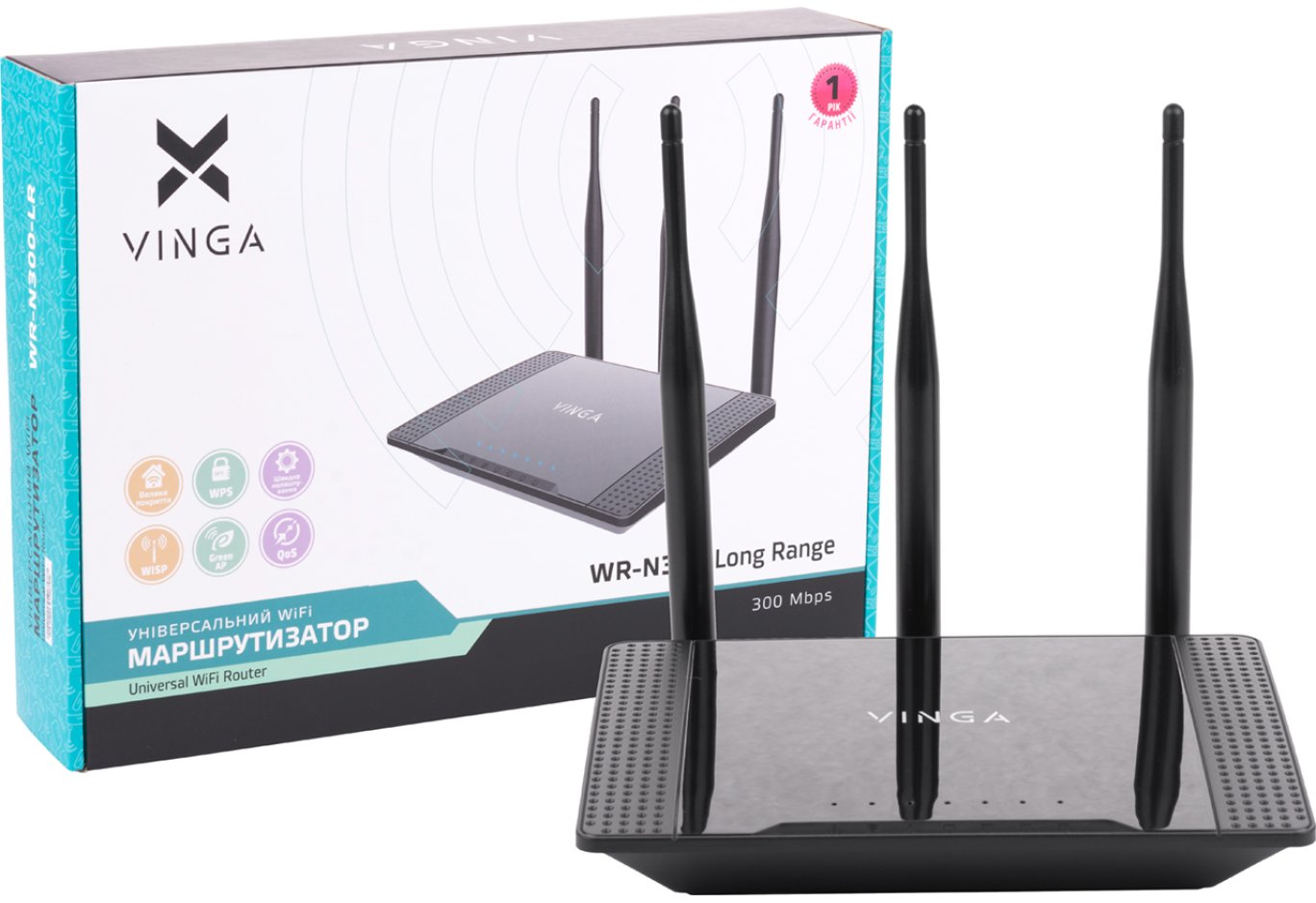 Маршрутизатор Vinga WR-N300 Long Range (WR-N300-LR)