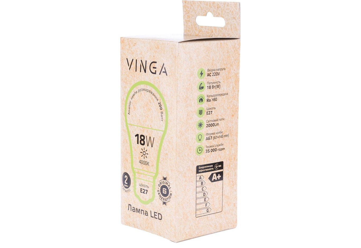 Light bulb Vinga VL-A67E27-184L-HLE
