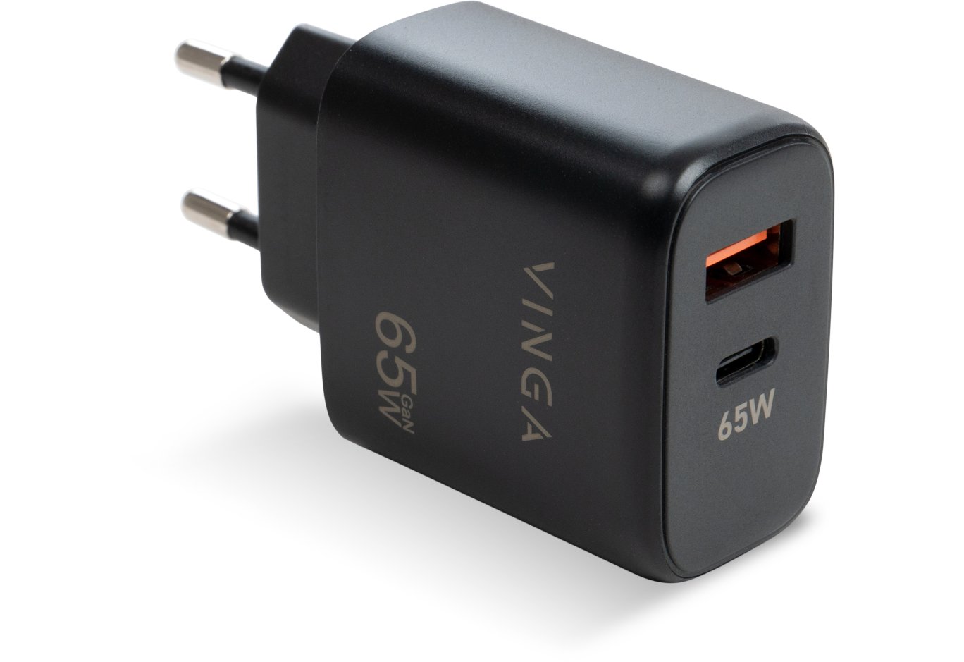 Зарядний пристрій Vinga GaN 65W PD+QC 1C1A ports Wall Charger (VCPCHCA65B)