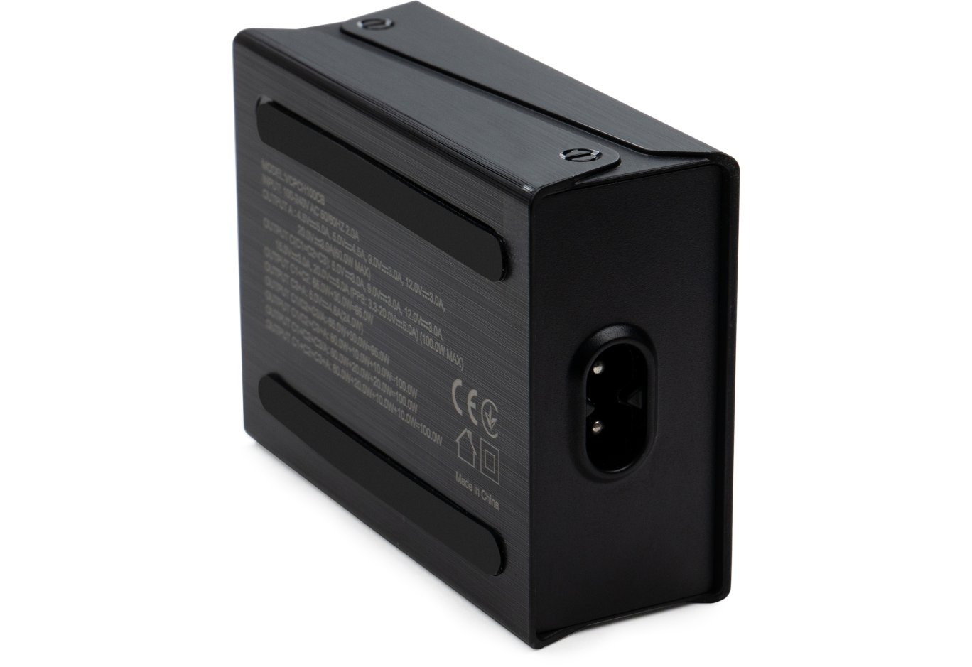 Зарядний пристрій Vinga GaN 100W PD+QC 3C1A ports 1.2m Wired Charger (VCPCH100CB)