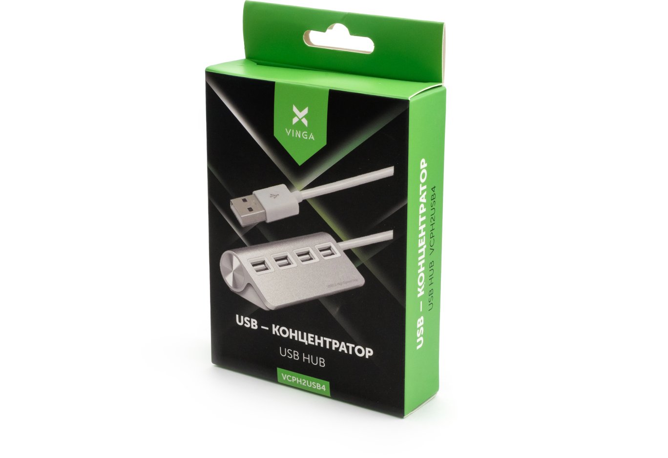 Концентратор Vinga USB 2.0 to 4*USB2.0 metal (VCPH2USB4)